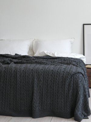 Покривало 220x240 LA MODNO Genova Anthracite (50% бавовна, 50% акрил) темно-сіре 200229 фото