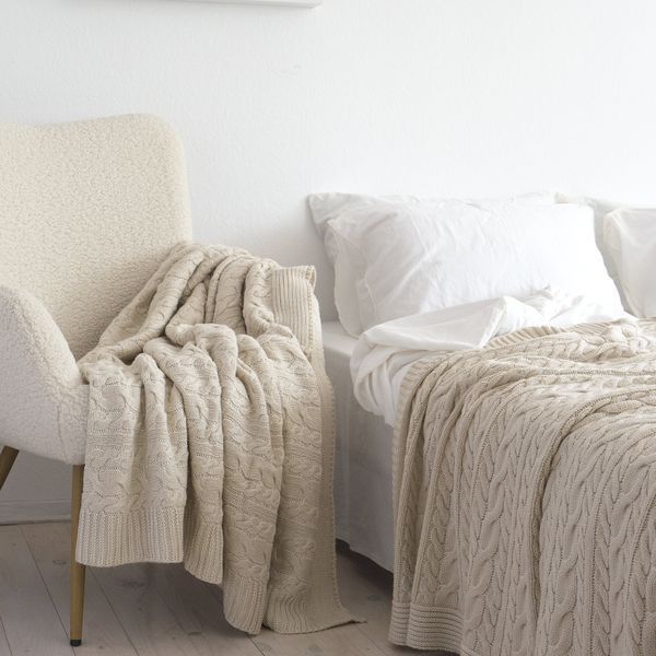 Покривало 170x240 LA MODNO Genova Vanilla Cream (50% бавовна, 50% акрил) кремове 200237 фото