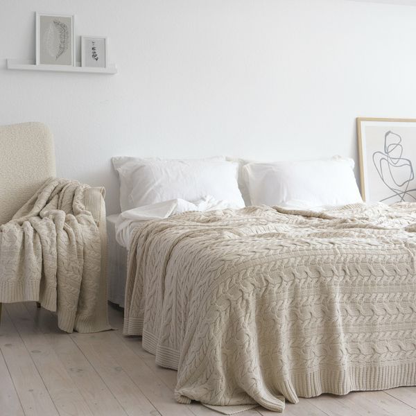 Покривало 170x240 LA MODNO Genova Vanilla Cream (50% бавовна, 50% акрил) кремове 200237 фото