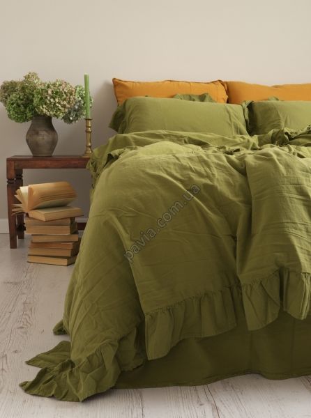 Комплект постільної білизни 160x220 LIMASSO OLIVE EXCLUSIVE оливковий 800464 фото