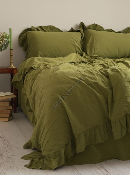 Комплект постільної білизни 160x220 LIMASSO OLIVE EXCLUSIVE оливковий 800464 фото