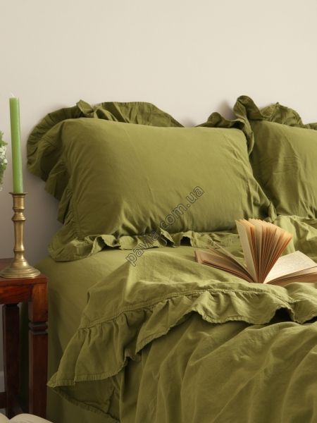 Комплект постільної білизни 160x220 LIMASSO OLIVE EXCLUSIVE оливковий 800464 фото