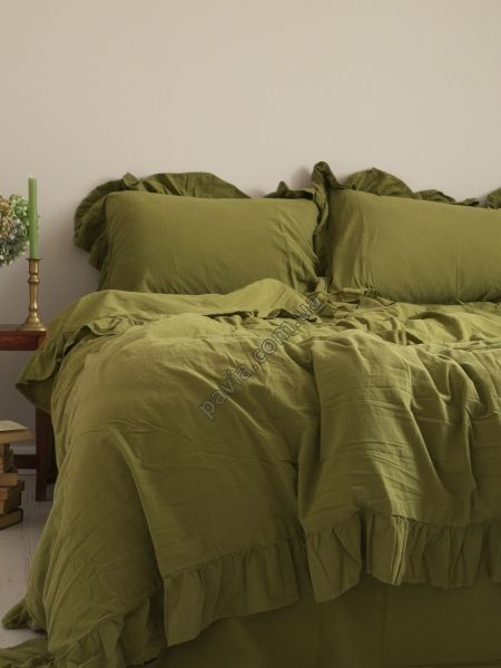 Комплект постільної білизни 160x220 LIMASSO OLIVE EXCLUSIVE оливковий 800464 фото