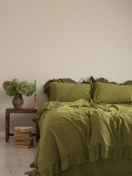 Комплект постільної білизни 160x220 LIMASSO OLIVE EXCLUSIVE оливковий 800464 фото