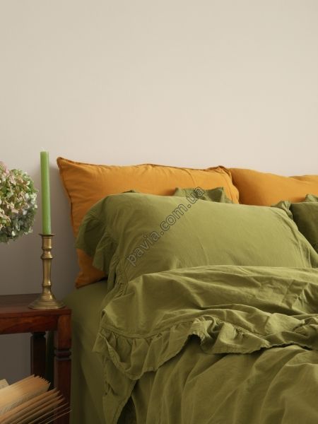 Комплект постільної білизни 160x220 LIMASSO OLIVE EXCLUSIVE оливковий 800464 фото