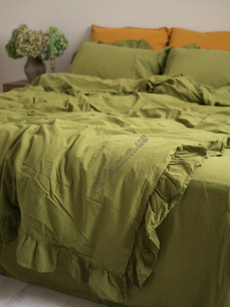 Комплект постільної білизни 160x220 LIMASSO OLIVE EXCLUSIVE оливковий 800464 фото