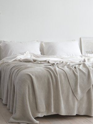 Покривало 220x240 LA MODNO Corn Natural Linen (50% бавовна, 50% акрил) бежеве 200231 фото