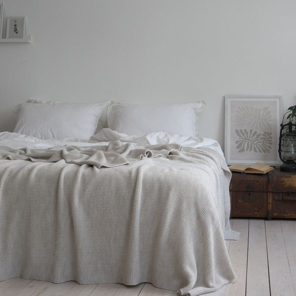 Покривало 220x240 LA MODNO Corn Natural Linen (50% бавовна, 50% акрил) бежеве 200231 фото