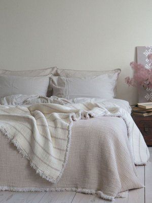 Муслінове покривало 170х230 LA MODNO MAGIC VANILLA CREAM (100% бавовна) кремове 200377 фото