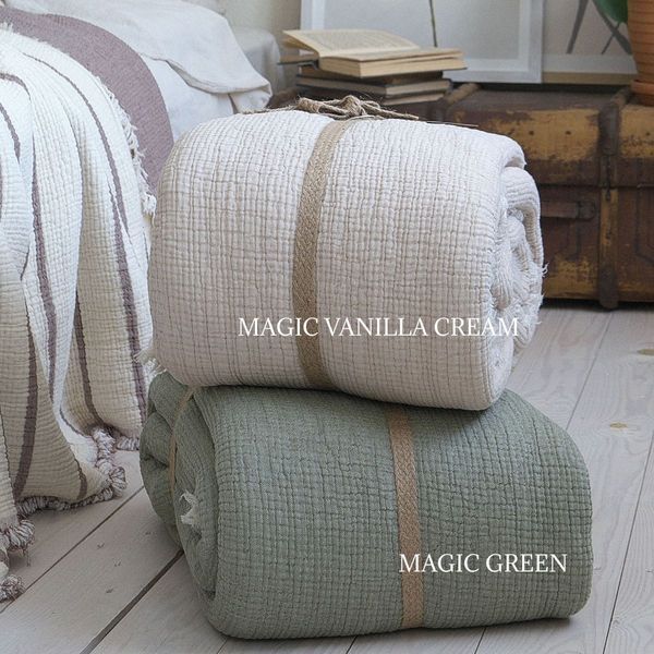 Муслінове покривало 170х230 LA MODNO MAGIC VANILLA CREAM (100% бавовна) кремове 200377 фото