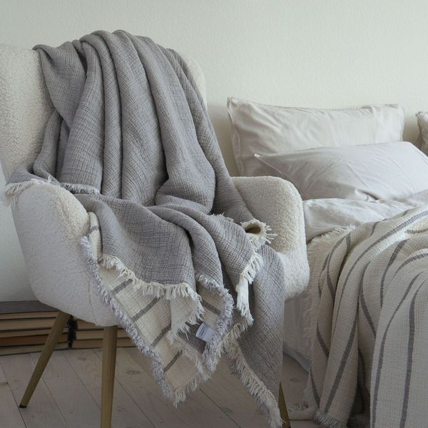 Муслінове покривало 170х230 LA MODNO MAGIC SMOKEY TAUPE (100% бавовна) бежеве 200379 фото
