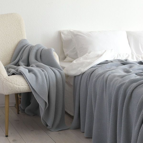 Покривало 170x240 LA MODNO Corn Sky Gray (50% бавовна, 50% акрил) сіро-небесне 200242 фото