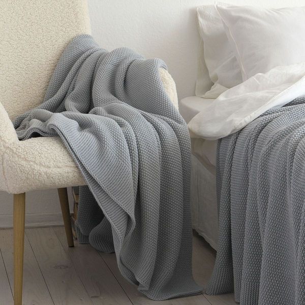Покривало 170x240 LA MODNO Corn Sky Gray (50% бавовна, 50% акрил) сіро-небесне 200242 фото