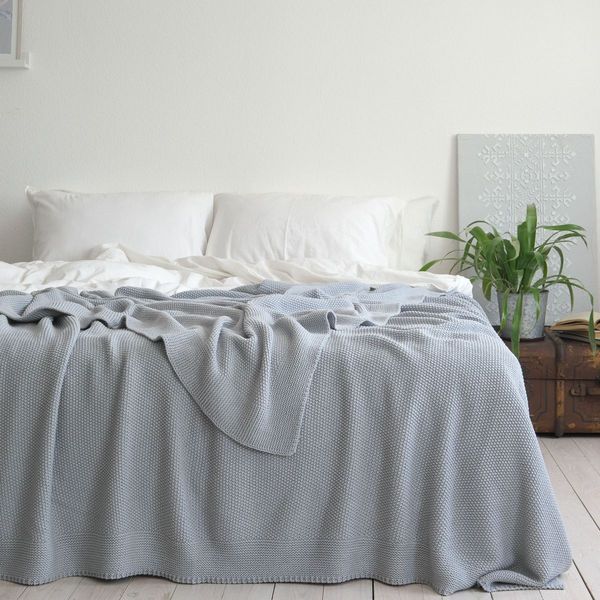 Покривало 170x240 LA MODNO Corn Sky Gray (50% бавовна, 50% акрил) сіро-небесне 200242 фото