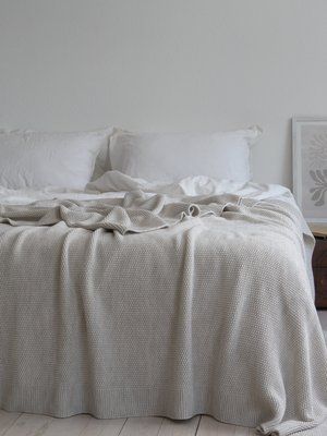 Покривало 170x240 LA MODNO Corn Natural Linen (50% бавовна, 50% акрил) бежеве 200243 фото