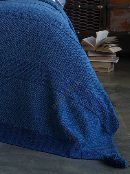 Покривало з вовни 150x200 BETIRES BALL NAVY BLUE (50% шерсть, 50% акрил) 700368 фото