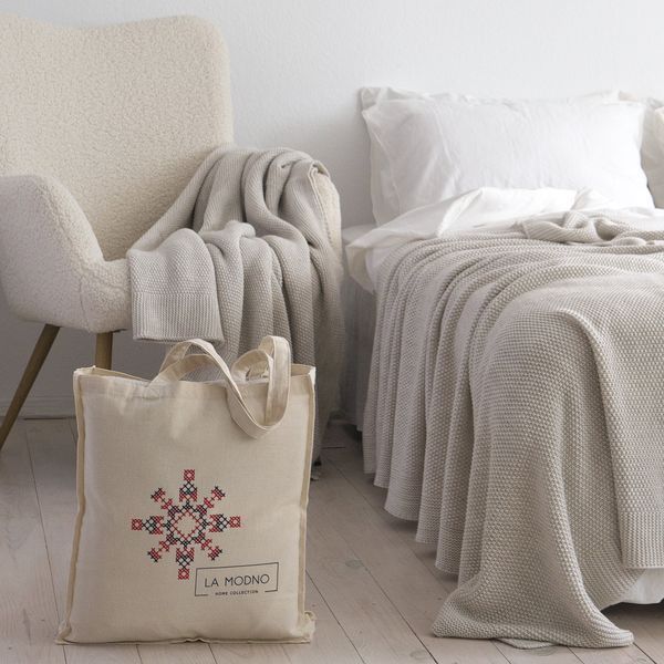 Покривало 170x240 LA MODNO Corn Natural Linen (50% бавовна, 50% акрил) бежеве 200243 фото