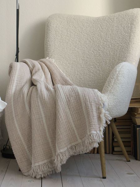 Муслінове покривало 220x240 LA MODNO PEARL BEIGE (100% бавовна) бежеве 200343 фото
