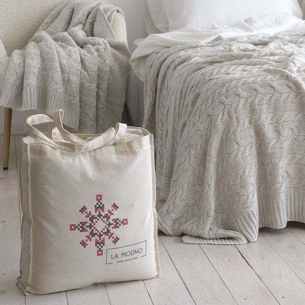 Покривало 220x240 LA MODNO Genova Natural Linen (50% бавовна, 50% акрил) бежеве 200227 фото