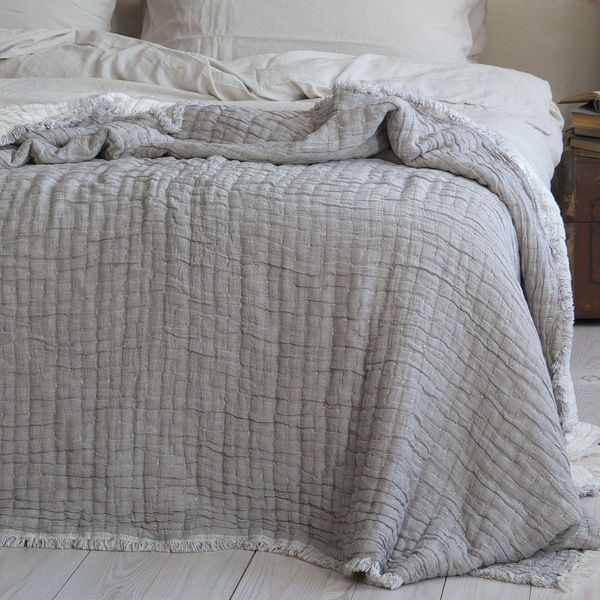 Муслінове покривало 220х240 LA MODNO FANCY SIMPLY TAUPE (100% бавовна) бежеве 200384 фото