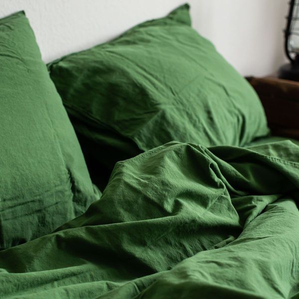 Комплект постільної білизни 160x220 LA MODNO STONEWASHED GRASS GREEN зелений 200309 фото