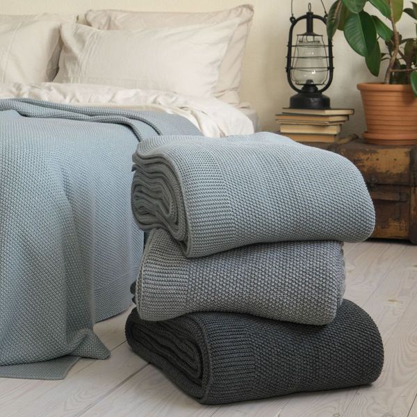 Покривало 220x240 LA MODNO Corn Green Gray (50% бавовна, 50% акрил) сіро-зелене 200375 фото