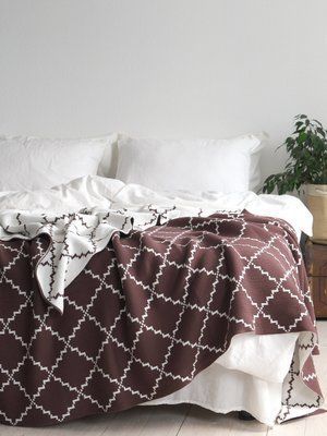 Покривало 150x200 LA MODNO DIAMOND Brown-Ecru (100% бавовна) коричневе 200179 фото