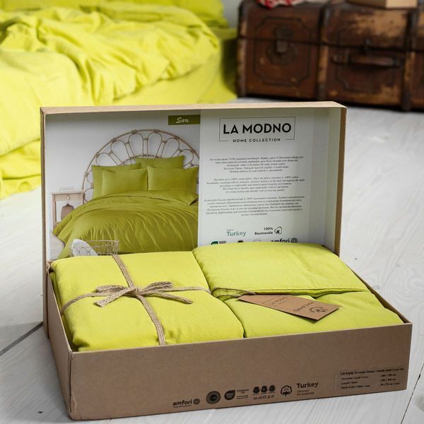Комплект постільної білизни 200x220 LA MODNO STONEWASHED LIME жовтий 200314 фото