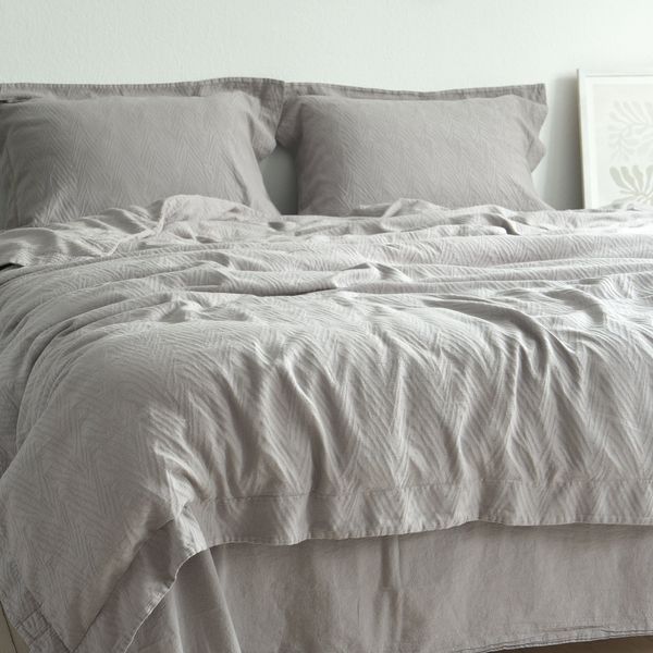 Постільна білизна жакардова 200x220 LA MODNO JACQUARD STONEWASHED Smokey Taupe сіра 200432 фото