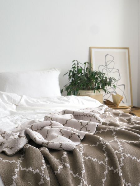 Покривало 150x200 LA MODNO DIAMOND Dark Beige-Beige (100% бавовна) 200177 фото