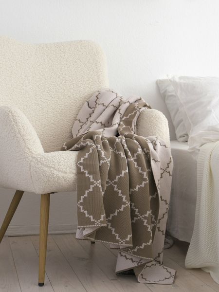 Покривало 150x200 LA MODNO DIAMOND Dark Beige-Beige (100% бавовна) 200177 фото