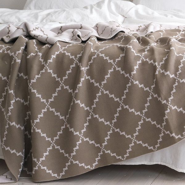 Покривало 150x200 LA MODNO DIAMOND Dark Beige-Beige (100% бавовна) 200177 фото