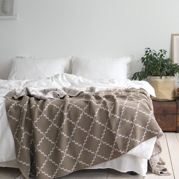 Покривало 150x200 LA MODNO DIAMOND Dark Beige-Beige (100% бавовна) 200177 фото