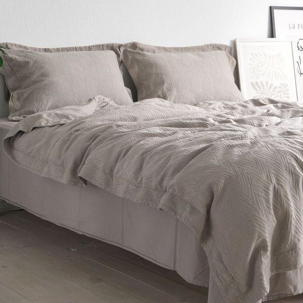 Постільна білизна жакардова 200x220 LA MODNO JACQUARD STONEWASHED Simply Taupe бежева 200433 фото