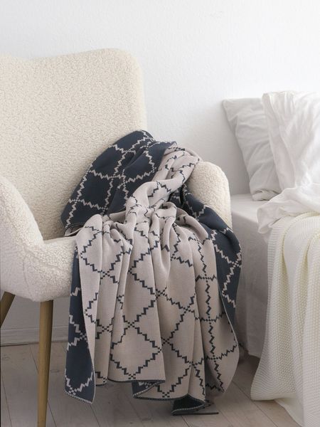 Покривало 150x200 LA MODNO DIAMOND Blueberry-Beige (100% бавовна) синє 200178 фото
