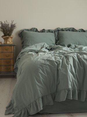 Комплект постільної білизни 200x220 LIMASSO NATURAL GREEN EXCLUSIVE зелено сірий 800509 фото