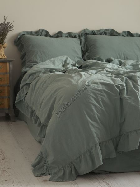 Комплект постільної білизни 200x220 LIMASSO NATURAL GREEN EXCLUSIVE зелено сірий 800509 фото