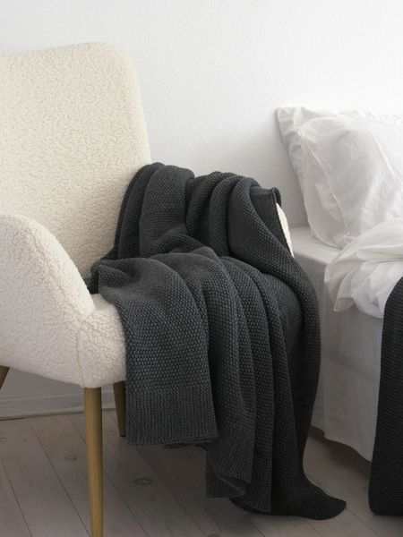 Покривало 170x240 LA MODNO Corn Anthracite (50% бавовна, 50% акрил) темно-сіре 200258 фото
