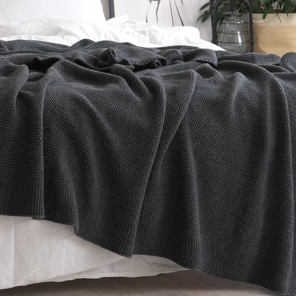 Покривало 170x240 LA MODNO Corn Anthracite (50% бавовна, 50% акрил) темно-сіре 200258 фото