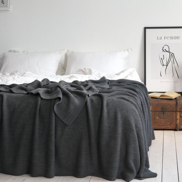 Покривало 170x240 LA MODNO Corn Anthracite (50% бавовна, 50% акрил) темно-сіре 200258 фото