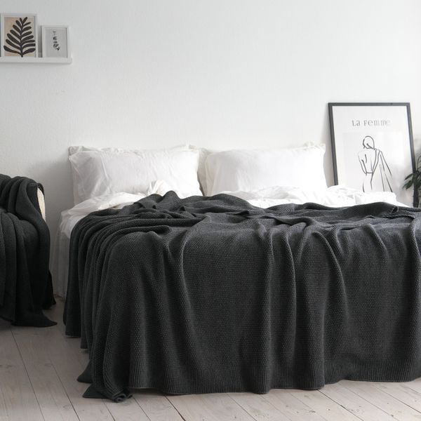 Покривало 170x240 LA MODNO Corn Anthracite (50% бавовна, 50% акрил) темно-сіре 200258 фото