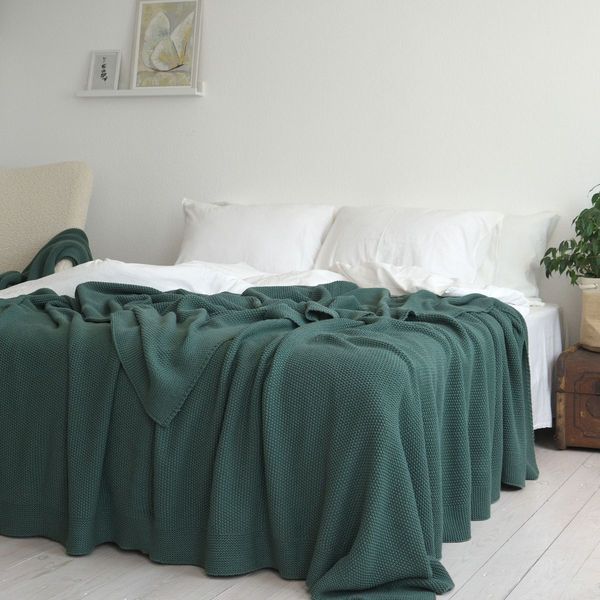 Покривало 220x240 LA MODNO Corn Duck Green (50% бавовна, 50% акрил) зелене 200414 фото