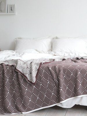 Покривало 150x200 LA MODNO MONOGRAM Brown-Ecru (100% бавовна) коричневе 200186 фото