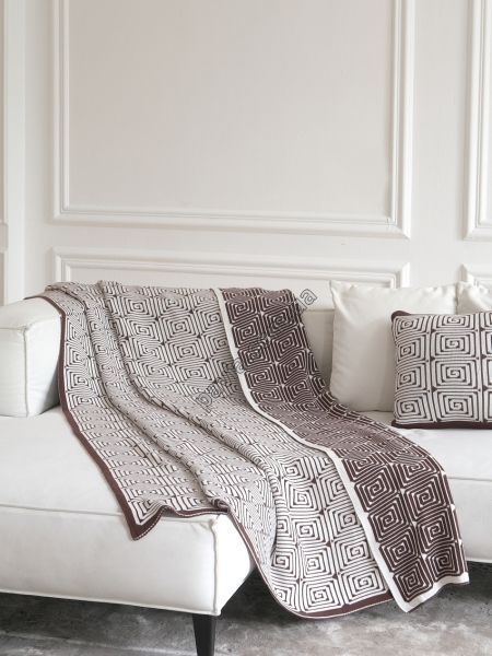 Покривало 150x200 LA MODNO MONOGRAM Brown-Ecru (100% бавовна) коричневе 200186 фото