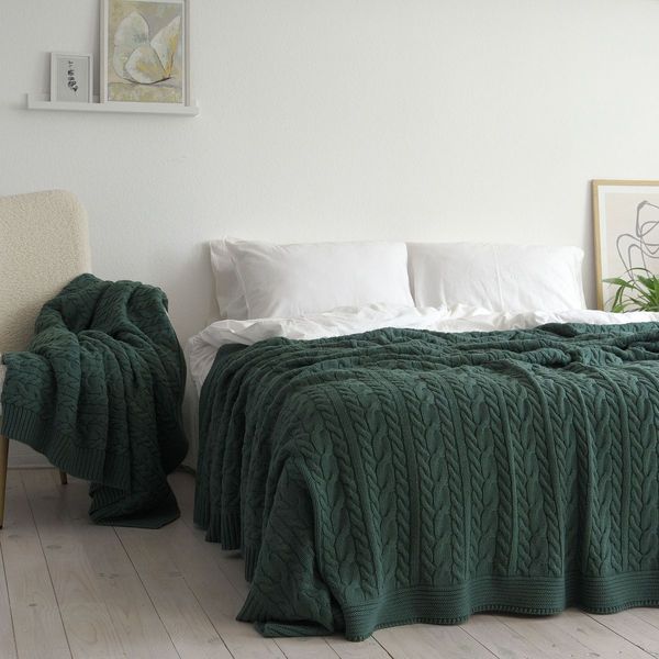 Покривало 220x240 LA MODNO Genova Duck Green (50% бавовна, 50% акрил) зелене 200415 фото