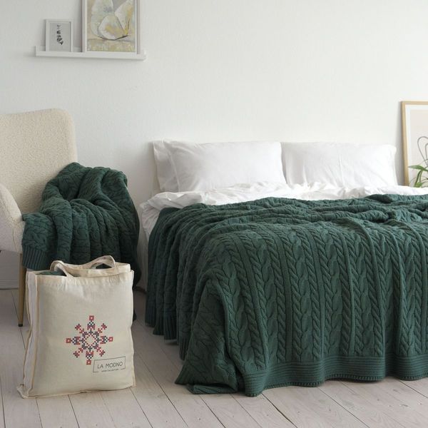 Покривало 220x240 LA MODNO Genova Duck Green (50% бавовна, 50% акрил) зелене 200415 фото