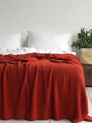 Покривало 170x240 LA MODNO Corn Terra Cotta (50% бавовна, 50% акрил) теракотове 200417 фото