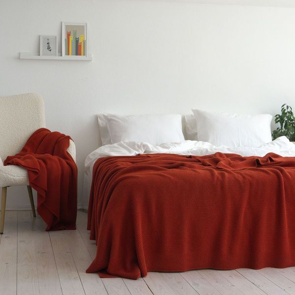 Покривало 170x240 LA MODNO Corn Terra Cotta (50% бавовна, 50% акрил) теракотове 200417 фото