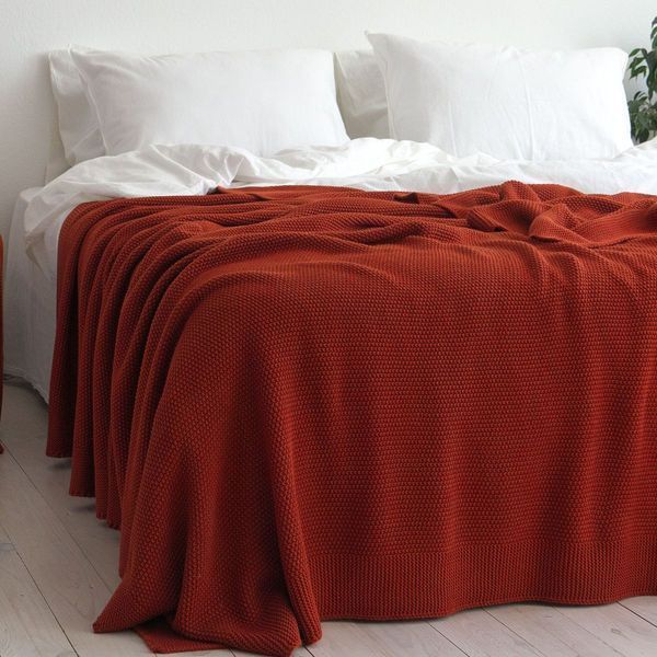 Покривало 220x240 LA MODNO Corn Terra Cotta (50% бавовна, 50% акрил) теракотове 200418 фото