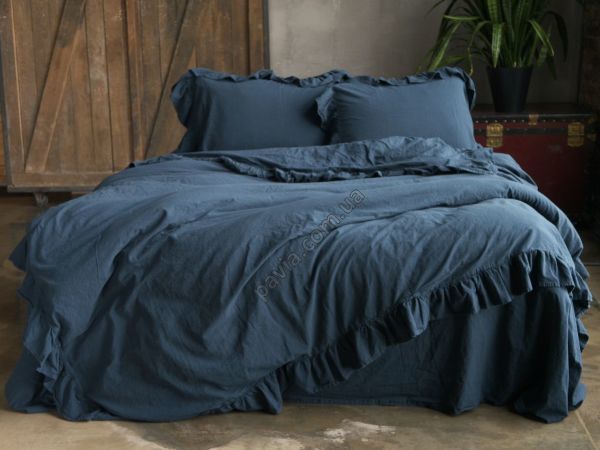 Комплект постільної білизни 200x220 LIMASSO DRESS BLUE EXCLUSIVE синій 800188 фото